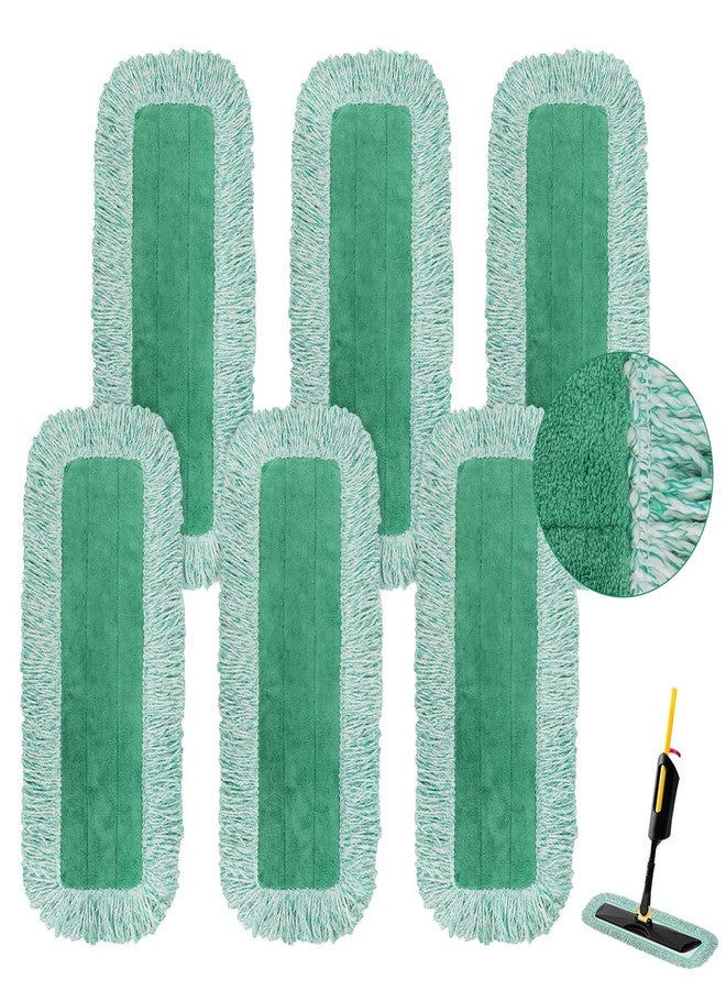 BeiLan Commercial Products Dust Pad with Fringe for Rubbermaid 18” - 18 Inch Green Microfiber Dust Mop Refills Heavy-Duty Cleaning for Hardwood/Tile/Laminated Floors in Kitchen/Lobby/Office (6 Counts) - Image 1